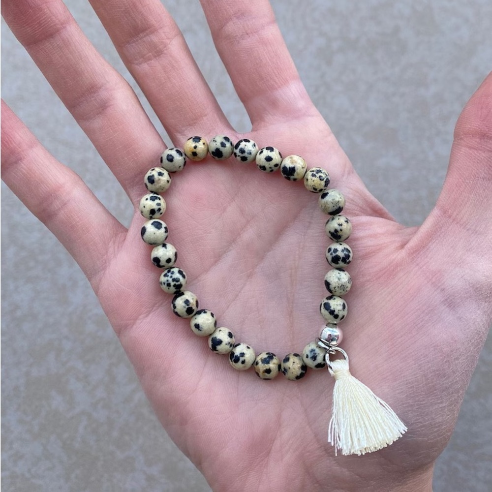 Dalmatian Jasper Energy Bracelet with 6mm Beads, 6.5 inches
